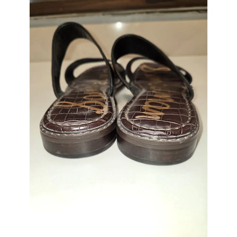 Sam Edelman Haydee Strappy Slide Sandals Open Toe Black Leather Size 9.5 - Picture 3 of 5